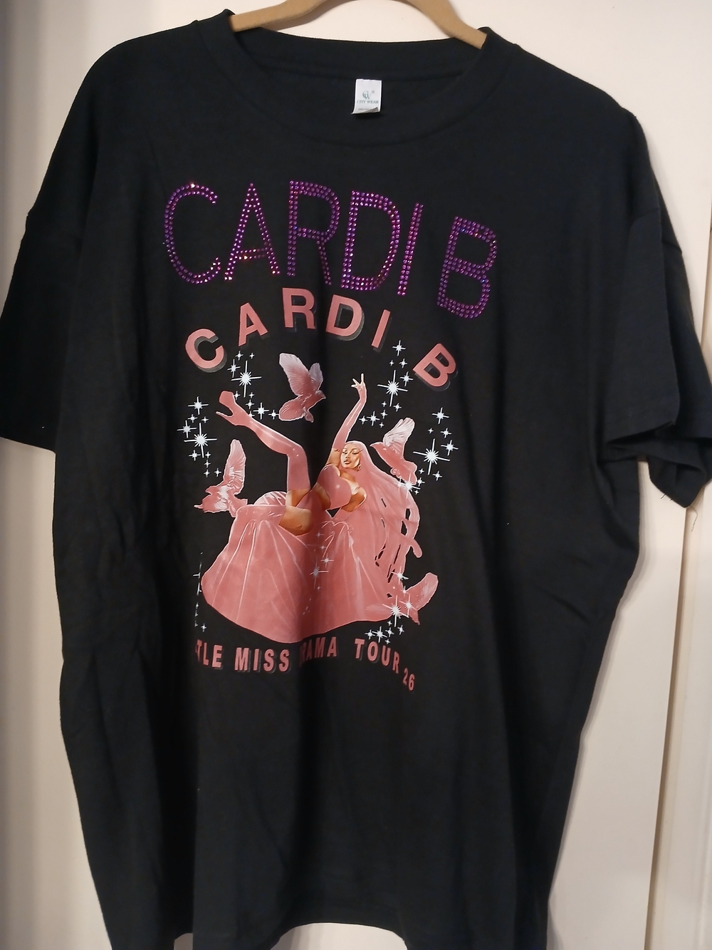 RDI Cardi B Black Tee with Pink and Purple Graphic